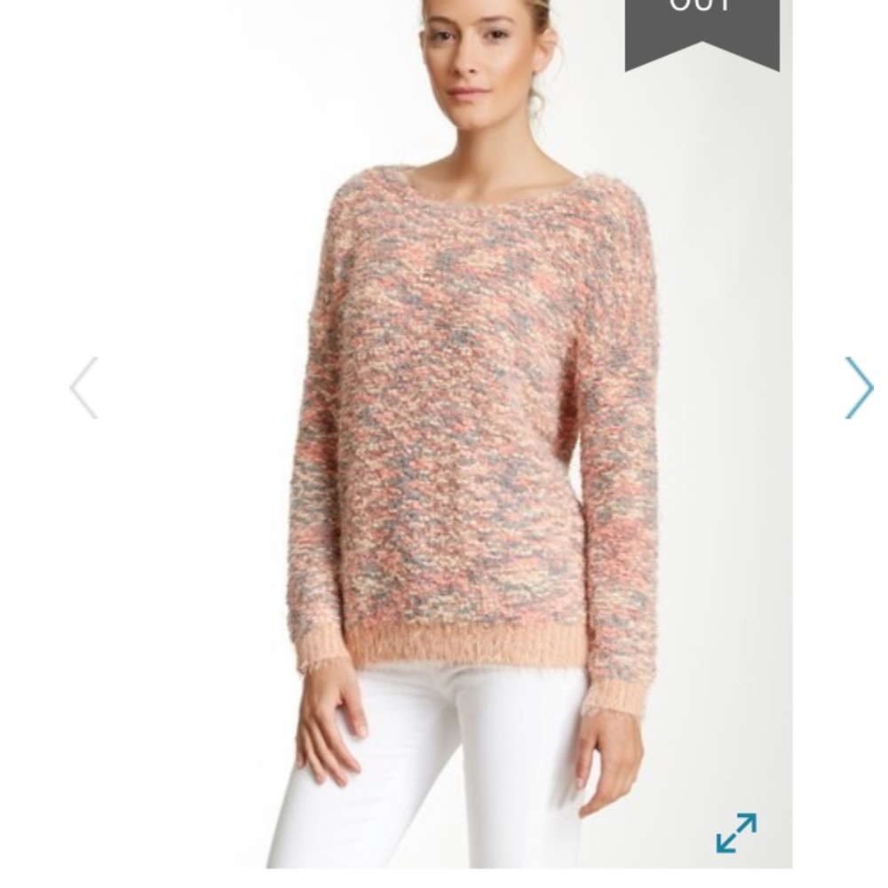 BCBGeneration Pink Textured Knit Pullover Sweater